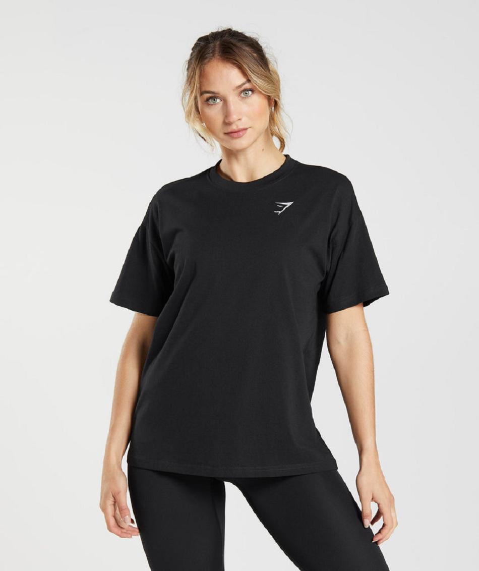 Gymshark Training Oversized Ženske T Shirts Crne | HR 3288LIS